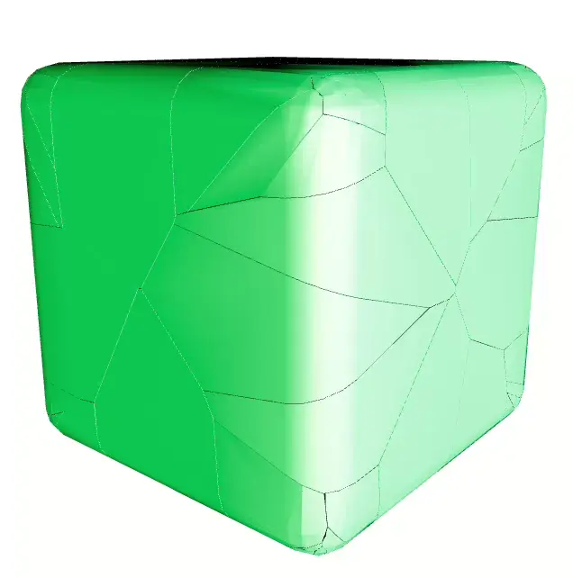A cube that expands into broken pieces